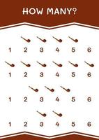 How many of Smoking pipe, game for children. Vector illustration, printable worksheet