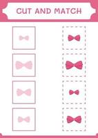 Cut and match parts of Ribbon, game for children. Vector illustration, printable worksheet