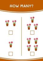 How many of Flower, game for children. Vector illustration, printable worksheet