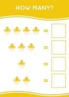 How many of Chick, game for children. Vector illustration, printable worksheet