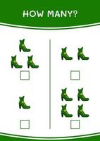 How many of Leprechaun boot, game for children. Vector illustration, printable worksheet