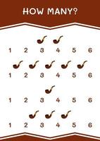 How many of Smoking pipe, game for children. Vector illustration, printable worksheet