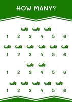 How many of Leprechaun boot, game for children. Vector illustration, printable worksheet