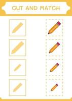 Cut and match parts of Pencil, game for children. Vector illustration, printable worksheet