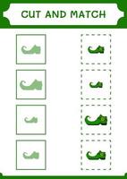 Cut and match parts of Leprechaun boot, game for children. Vector illustration, printable worksheet