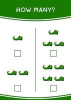 How many of Leprechaun boot, game for children. Vector illustration, printable worksheet