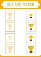 Cut and match parts of Trophy, game for children. Vector illustration, printable worksheet