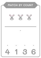 Match by count of Rabbit, game for children. Vector illustration, printable worksheet