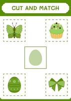 Cut and match parts of Easter egg, game for children. Vector illustration, printable worksheet