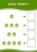 How many of Cupcake, game for children. Vector illustration, printable worksheet