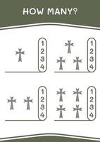 How many of Christian cross, game for children. Vector illustration, printable worksheet