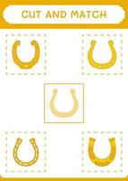 Cut and match parts of Horseshoe, game for children. Vector illustration, printable worksheet