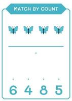 Match by count of Butterfly, game for children. Vector illustration, printable worksheet