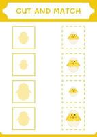 Cut and match parts of Chick, game for children. Vector illustration, printable worksheet