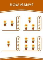 How many of Flower, game for children. Vector illustration, printable worksheet