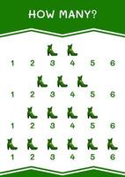 How many of Leprechaun boot, game for children. Vector illustration, printable worksheet