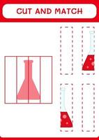 cortar y combinar partes del matraz de química, juego para niños. ilustración vectorial, hoja de cálculo imprimible vector