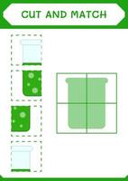 Cut and match parts of Chemistry flask, game for children. Vector illustration, printable worksheet