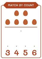 Match by count of Easter egg, game for children. Vector illustration, printable worksheet