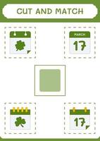 Cut and match parts of Calender, game for children. Vector illustration, printable worksheet