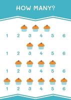 How many of Cupcake, game for children. Vector illustration, printable worksheet