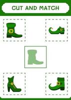 Cut and match parts of Leprechaun boot, game for children. Vector illustration, printable worksheet