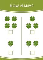 How many of Clover, game for children. Vector illustration, printable worksheet