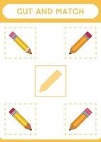 cortar y unir partes de lápiz, juego para niños. ilustración vectorial, hoja de cálculo imprimible vector