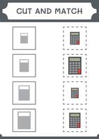 cortar y combinar partes de calculadora, juego para niños. ilustración vectorial, hoja de cálculo imprimible vector