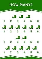 How many of Leprechaun boot, game for children. Vector illustration, printable worksheet