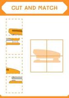 Cut and match parts of Stapler, game for children. Vector illustration, printable worksheet