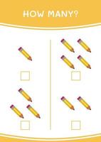 How many of Pencil, game for children. Vector illustration, printable worksheet