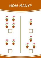 How many of Flower, game for children. Vector illustration, printable worksheet