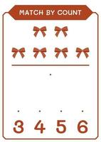 Match by count of Ribbon, game for children. Vector illustration, printable worksheet