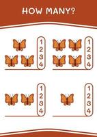 How many of Butterfly, game for children. Vector illustration, printable worksheet