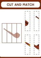 Cut and match parts of Smoking pipe, game for children. Vector illustration, printable worksheet