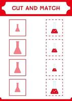 Cut and match parts of Chemistry flask, game for children. Vector illustration, printable worksheet