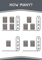 cuantos de calculadora, juego para niños. ilustración vectorial, hoja de cálculo imprimible vector