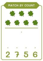 Match by count of Clover, game for children. Vector illustration, printable worksheet