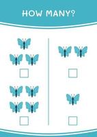 How many of Butterfly, game for children. Vector illustration, printable worksheet