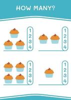 How many of Cupcake, game for children. Vector illustration, printable worksheet