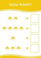 How many of Chick, game for children. Vector illustration, printable worksheet