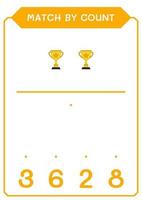 Match by count of Trophy, game for children. Vector illustration, printable worksheet