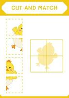 Cut and match parts of Chick, game for children. Vector illustration, printable worksheet