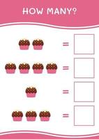 How many of Cupcake, game for children. Vector illustration, printable worksheet