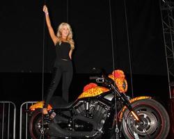 LOS ANGELES, OCT 21 - Gretchen Rossi and the Cosmic Starship Harley at the Harley Davidson Showcase - Unveiling of Cosmic Harley by Artist Jack Armstrong on October 21, 2010 in Marina Del Rey, CA photo