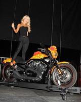 LOS ANGELES, OCT 21 - Gretchen Rossi and the Cosmic Starship Harley at the Harley Davidson Showcase - Unveiling of Cosmic Harley by Artist Jack Armstrong on October 21, 2010 in Marina Del Rey, CA photo