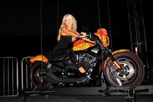 LOS ANGELES, OCT 21 - Gretchen Rossi and the Cosmic Starship Harley at the Harley Davidson Showcase - Unveiling of Cosmic Harley by Artist Jack Armstrong on October 21, 2010 in Marina Del Rey, CA photo