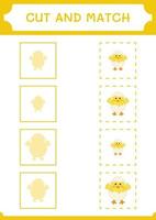 Cut and match parts of Chick, game for children. Vector illustration, printable worksheet