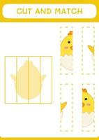 Cut and match parts of Chick, game for children. Vector illustration, printable worksheet